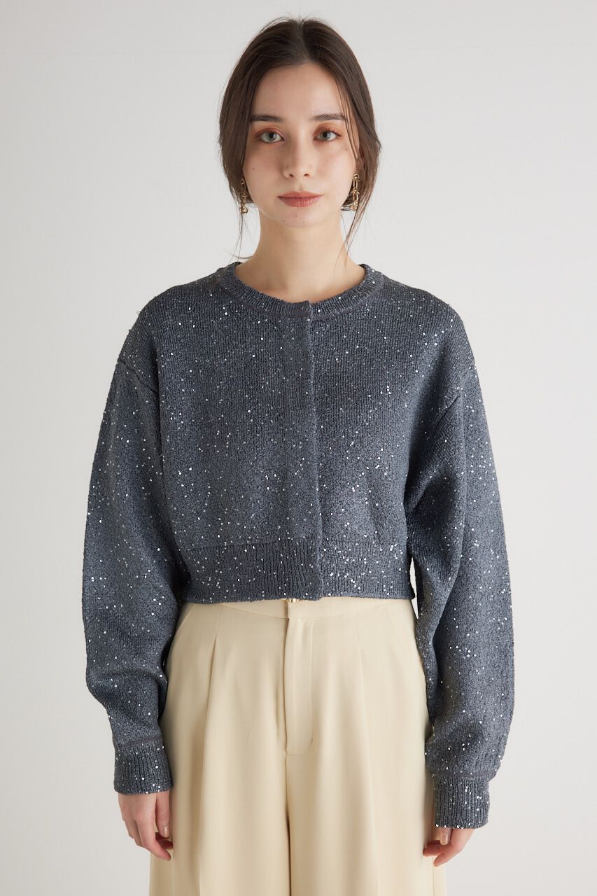 rienda「スパンコールKnit CD」|カーディガン|