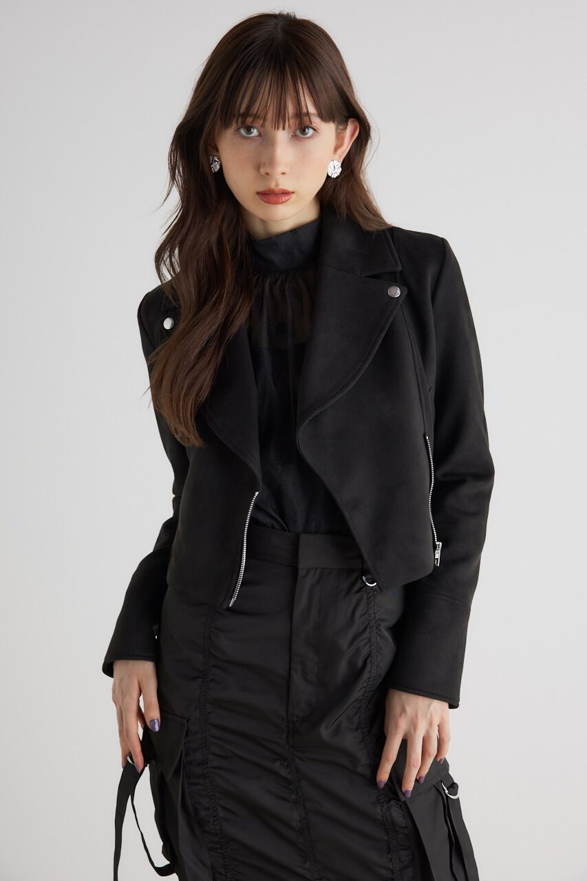 rienda「24SSフェイクスエードライダースJK」|その他|BLK