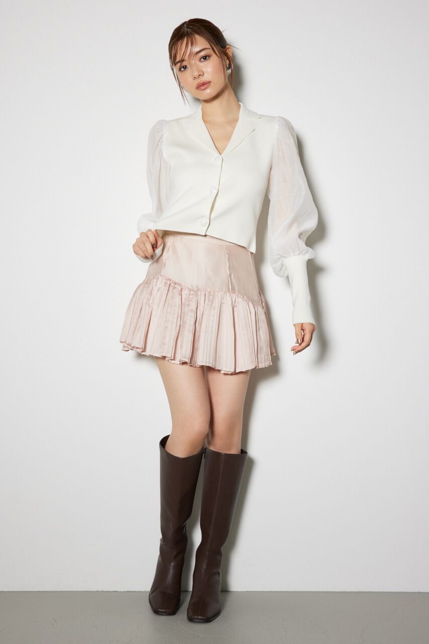 rienda「シアースリーブテーラーカラーニットトップス」|ニット・セーター|