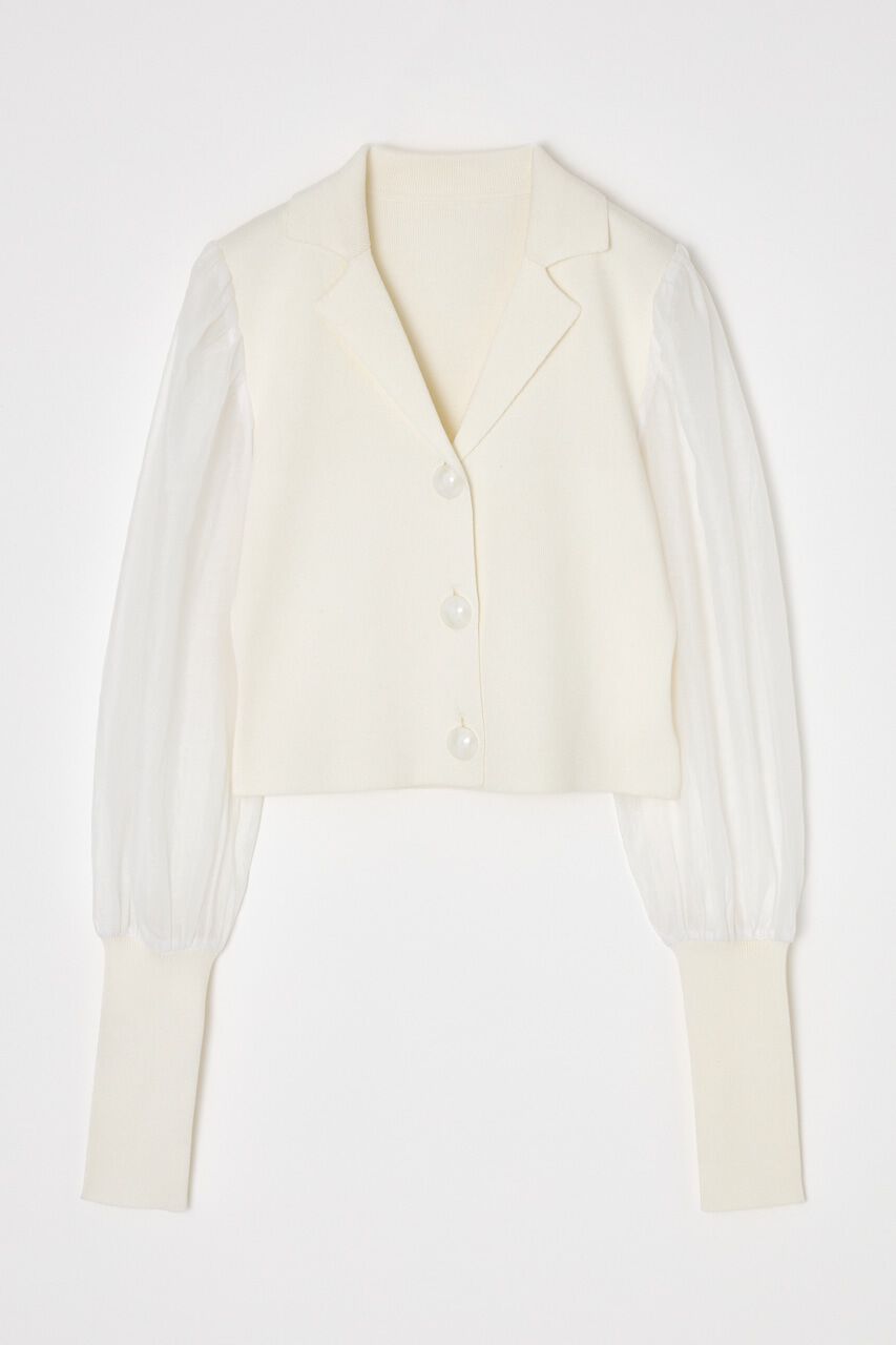 rienda「シアースリーブテーラーカラーニットトップス」|ニット・セーター|