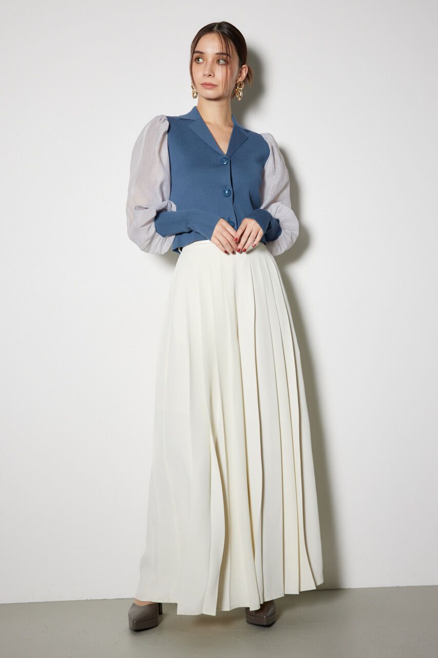 rienda「シアースリーブテーラーカラーニットトップス」|ニット・セーター|