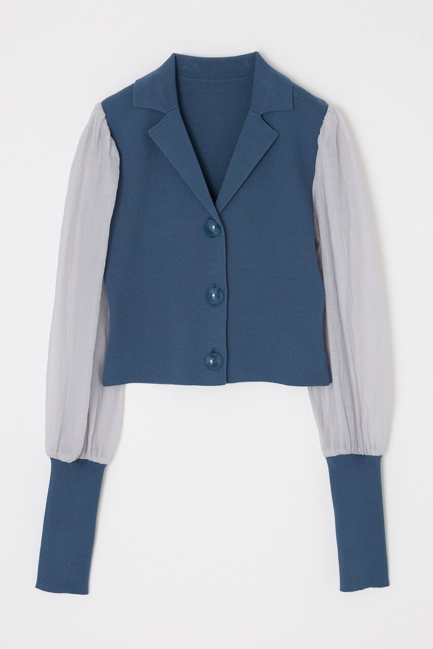 rienda「シアースリーブテーラーカラーニットトップス」|ニット・セーター|