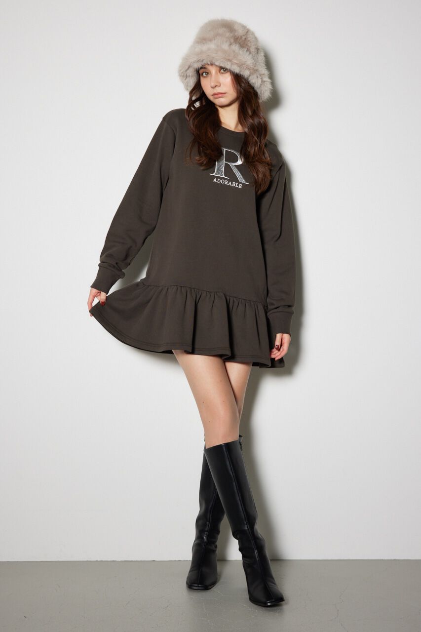 rienda「ティアードフリルスウェットミニワンピース」|ワンピース|