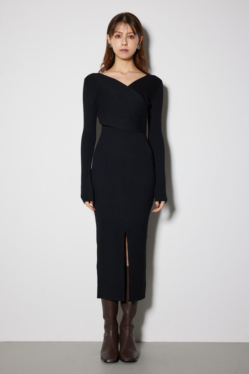 rienda「カシュクールウォッシャブルニットワンピース」|ワンピース|