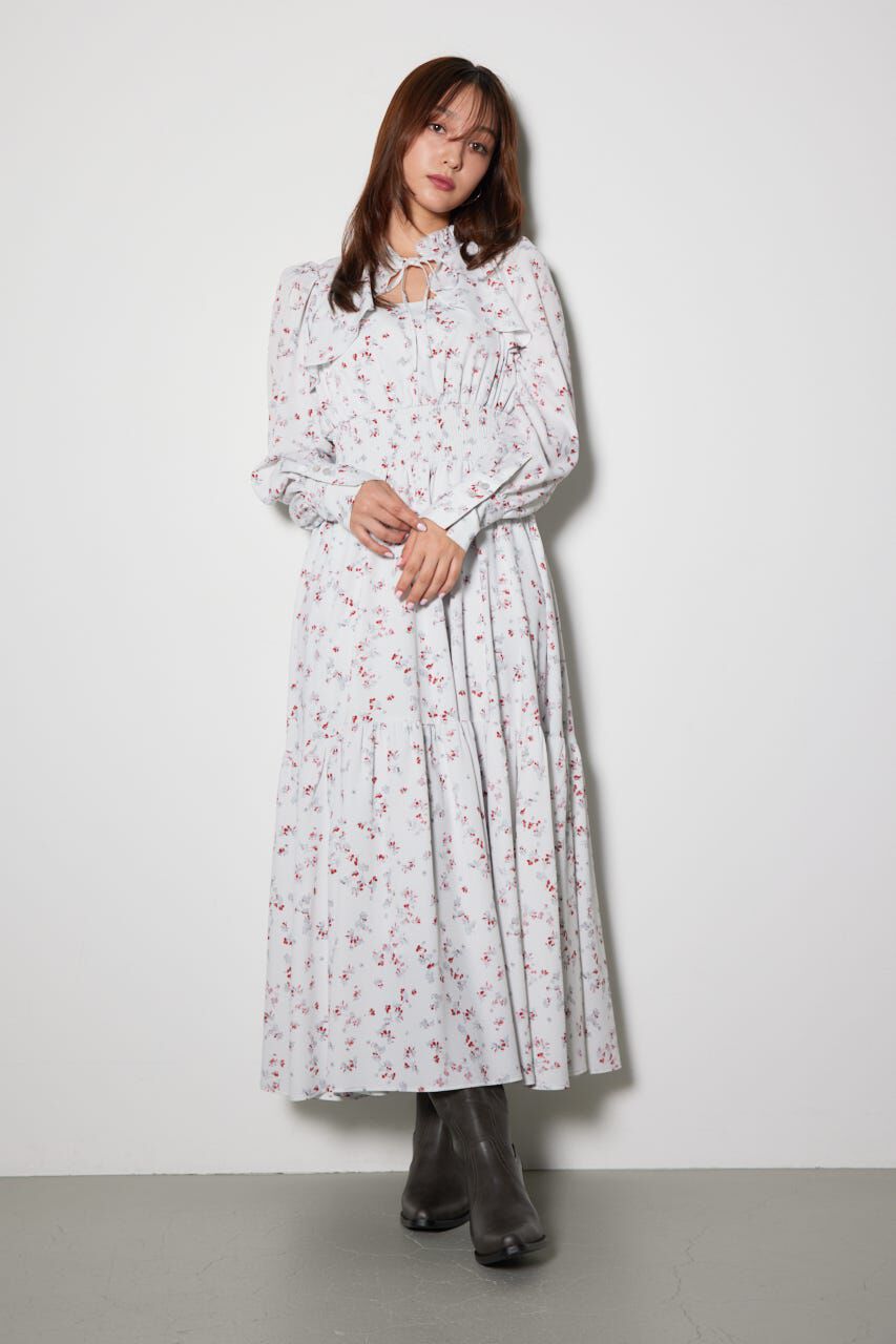 rienda「シャーリングフレアワンピース」|ワンピース|L/GRY1