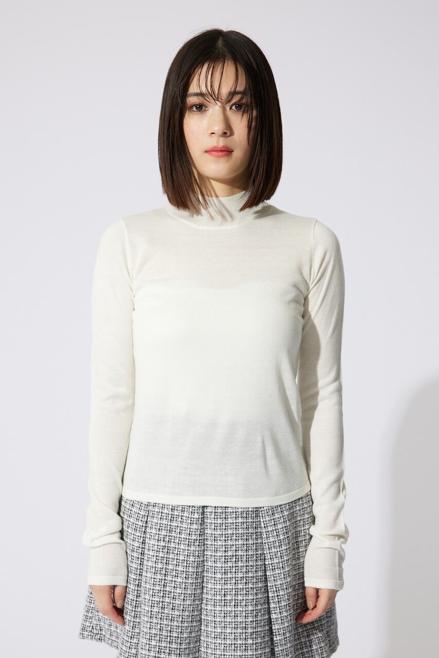 rienda「ハイネックシアーニットトップス」|ニット・セーター|