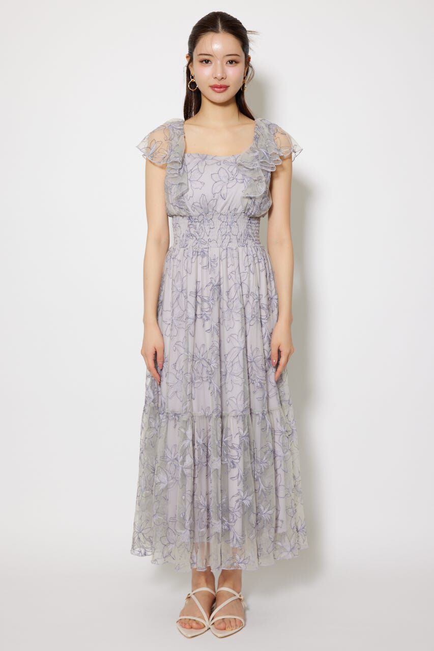 rienda「エンブロイダリーチュールフレアスリーブワンピース」|ワンピース|