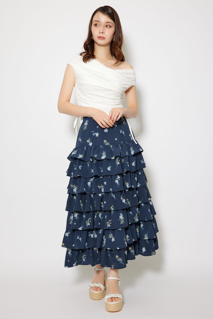 rienda「ジャストウエストティアードマキシスカート」|スカート|