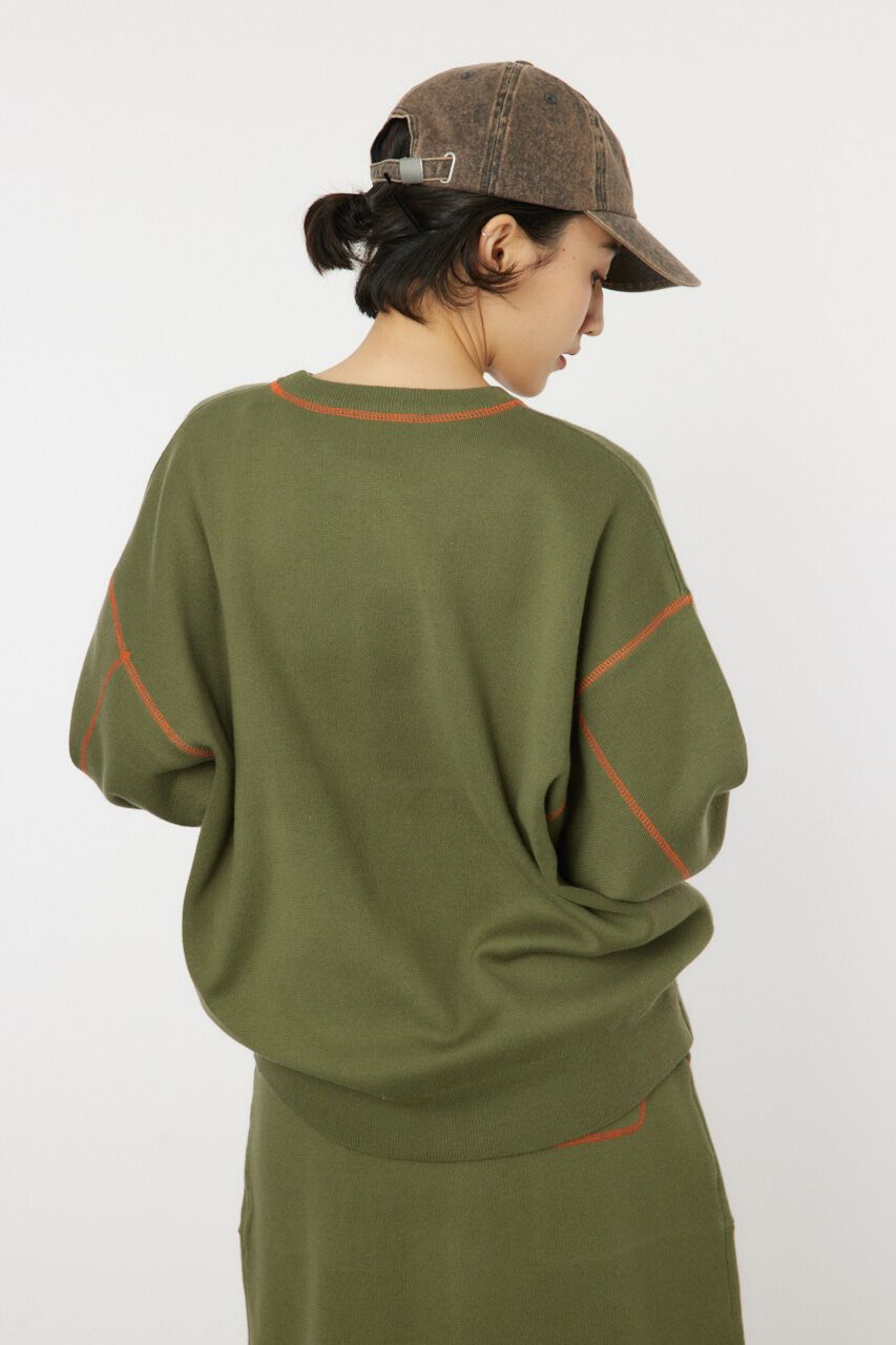 RODEO CROWNS「スウェットライクカラーステッチニットトップス」|ニット・セーター|