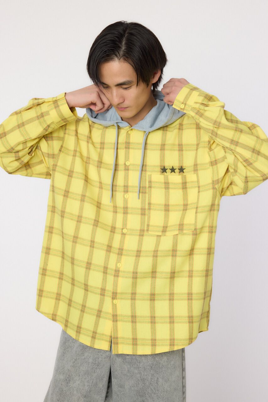 RODEO CROWNS「フーデッドチェックシャツ」|シャツ・ブラウス|YEL