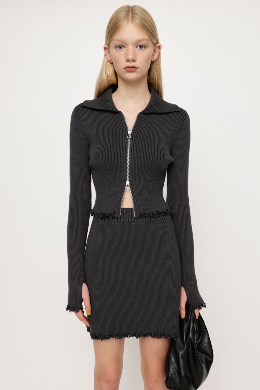 SLY「DAMAGING RIB ショートスカート」|スカート|M/GRY7