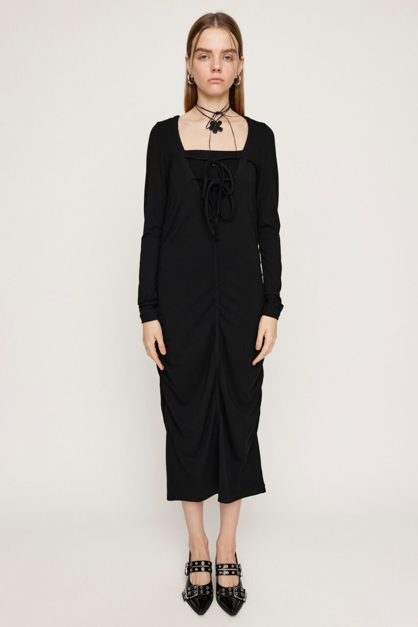 SLY「SHIRRING RIBBON 2WAY ワンピース」|ワンピース|BLK