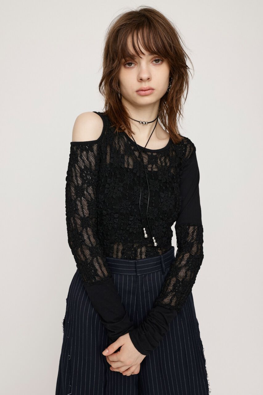 SLY「HOLE LACE トップス」|Tシャツ・カットソー|BLK