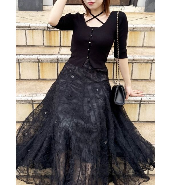 dazzlin「【再生産】スパンコールチュールスカート」|スカート|