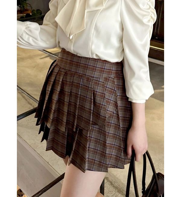 dazzlin「【セットアップ対応】ベルトダブルプリーツスカート」|スカート|ブラウン