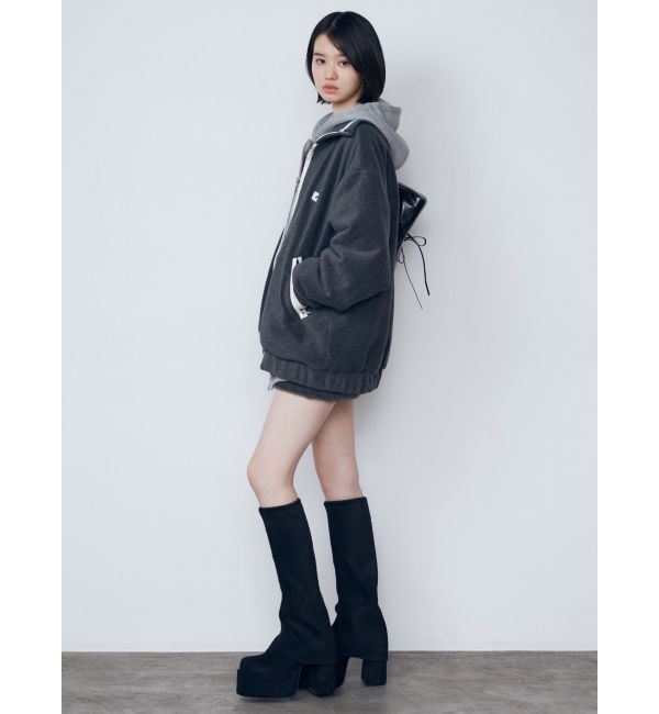 EMODA「リブカラーフリースブルゾン」|ブルゾン・スタジャン|