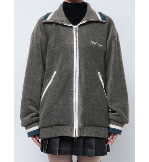 EMODA「リブカラーフリースブルゾン」|ブルゾン・スタジャン|グレー