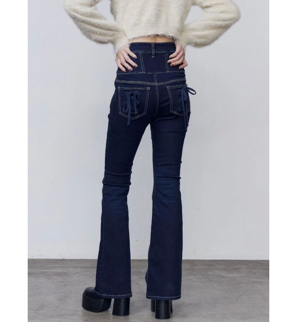 EMODA「リボンポケットハイウエストパギンス」|デニム|