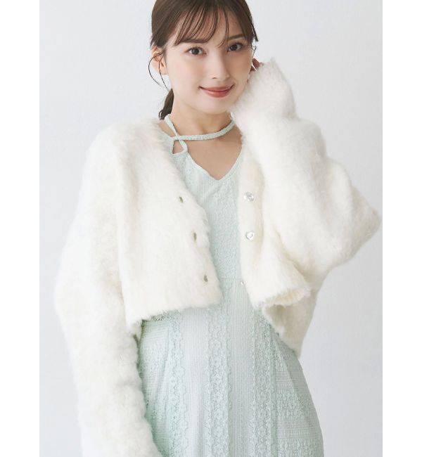 MERCURYDUO「カットレースブロッキングフレアスリーブマーメイドワンピース」|ワンピース|