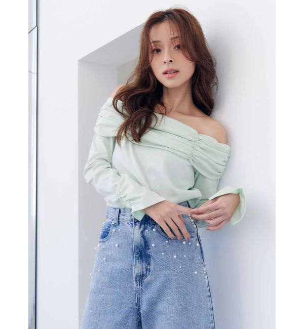 MERCURYDUO「【FILA別注】裏毛オフショルトップス」|Tシャツ・カットソー|