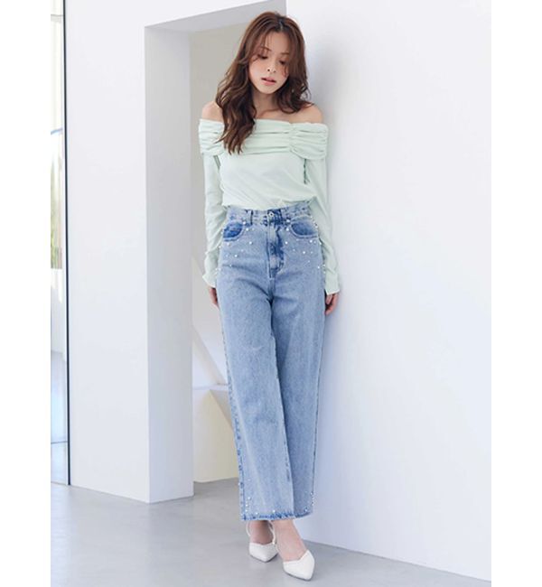 MERCURYDUO「【FILA別注】裏毛オフショルトップス」|Tシャツ・カットソー|