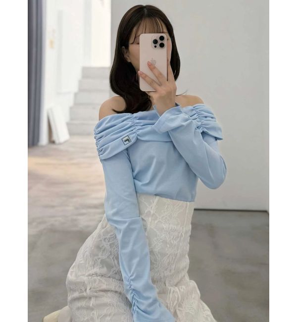 MERCURYDUO「【FILA別注】裏毛オフショルトップス」|Tシャツ・カットソー|