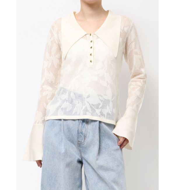 LAGUNAMOON「追加生産【WEB限定】シアージャガードビッグカラーニットプル」|ニット・セーター|