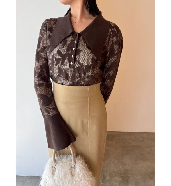 LAGUNAMOON「追加生産【WEB限定】シアージャガードビッグカラーニットプル」|ニット・セーター|