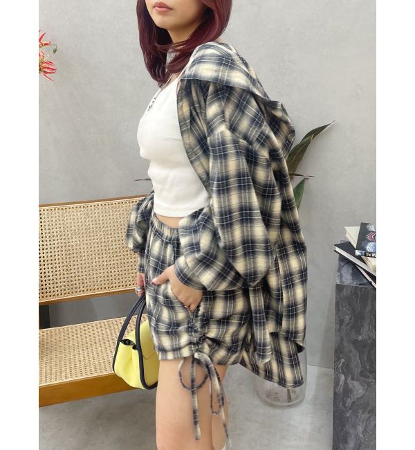 EVRIS「サイドギャザーチェックショートパンツ【セットアップ着用可能】」|その他|