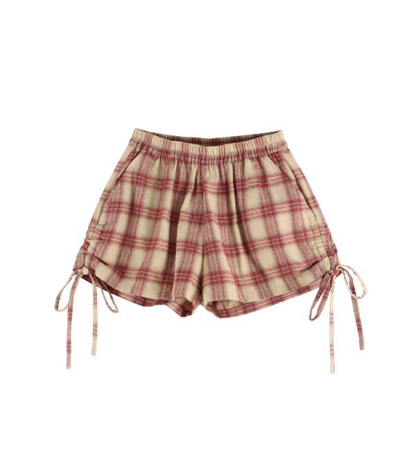 EVRIS「サイドギャザーチェックショートパンツ【セットアップ着用可能】」|その他|