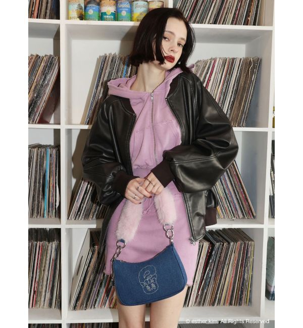 EVRIS「ヴィンテージライクフェイクレザーブルゾン【セットアップ着用可能】」|ブルゾン・スタジャン|