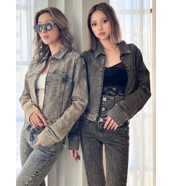 GYDA「USEDケミカルウォッシュストレッチデニムジャケット【SETUP着用可】」|デニムジャケット|