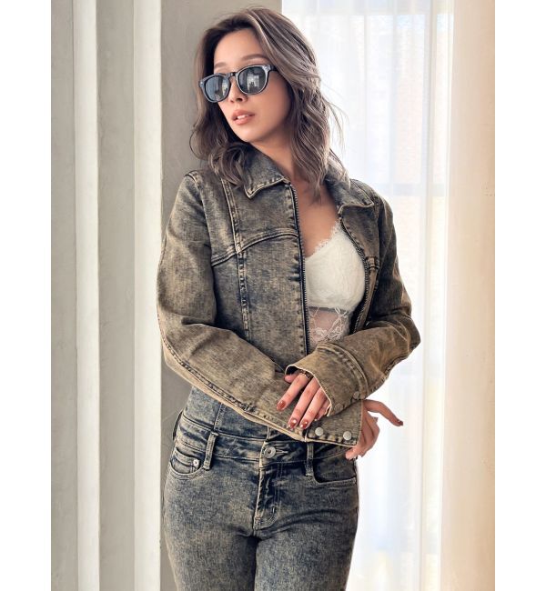 GYDA「USEDケミカルウォッシュストレッチデニムジャケット【SETUP着用可】」|デニムジャケット|