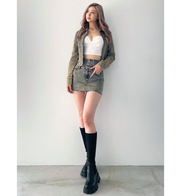 GYDA「USEDケミカルウォッシュストレッチデニムジャケット【SETUP着用可】」|デニムジャケット|