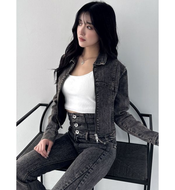 GYDA「USEDケミカルウォッシュストレッチデニムジャケット【SETUP着用可】」|デニムジャケット|