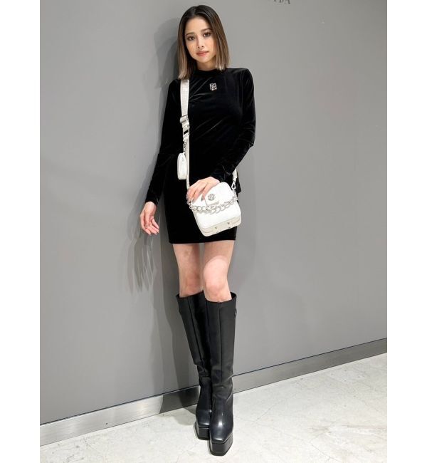 GYDA「GYGYラインストーンプチハイベロアワンピース」|ワンピース|