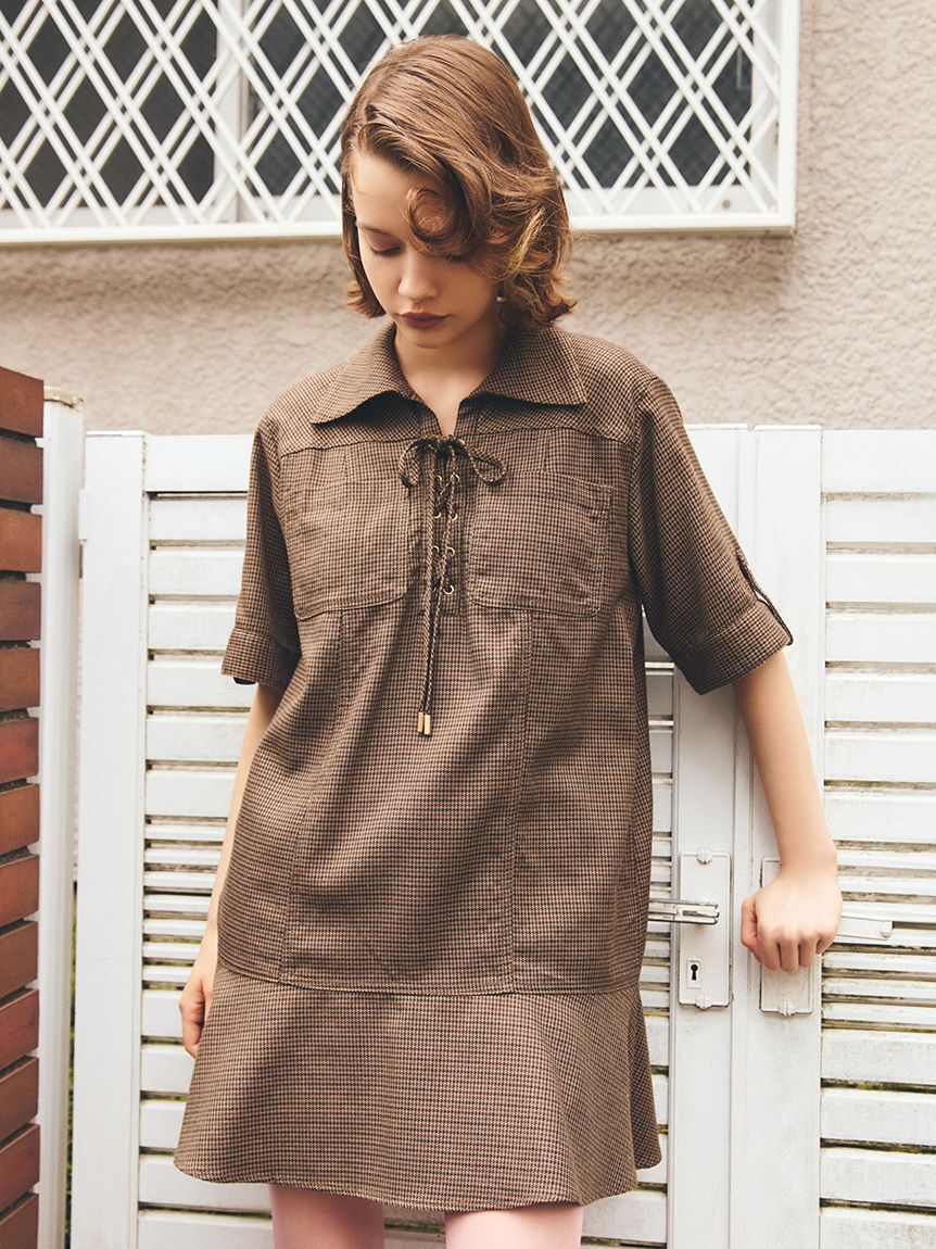 FURFUR「レースアップミニワンピース」|ワンピース|CHECK