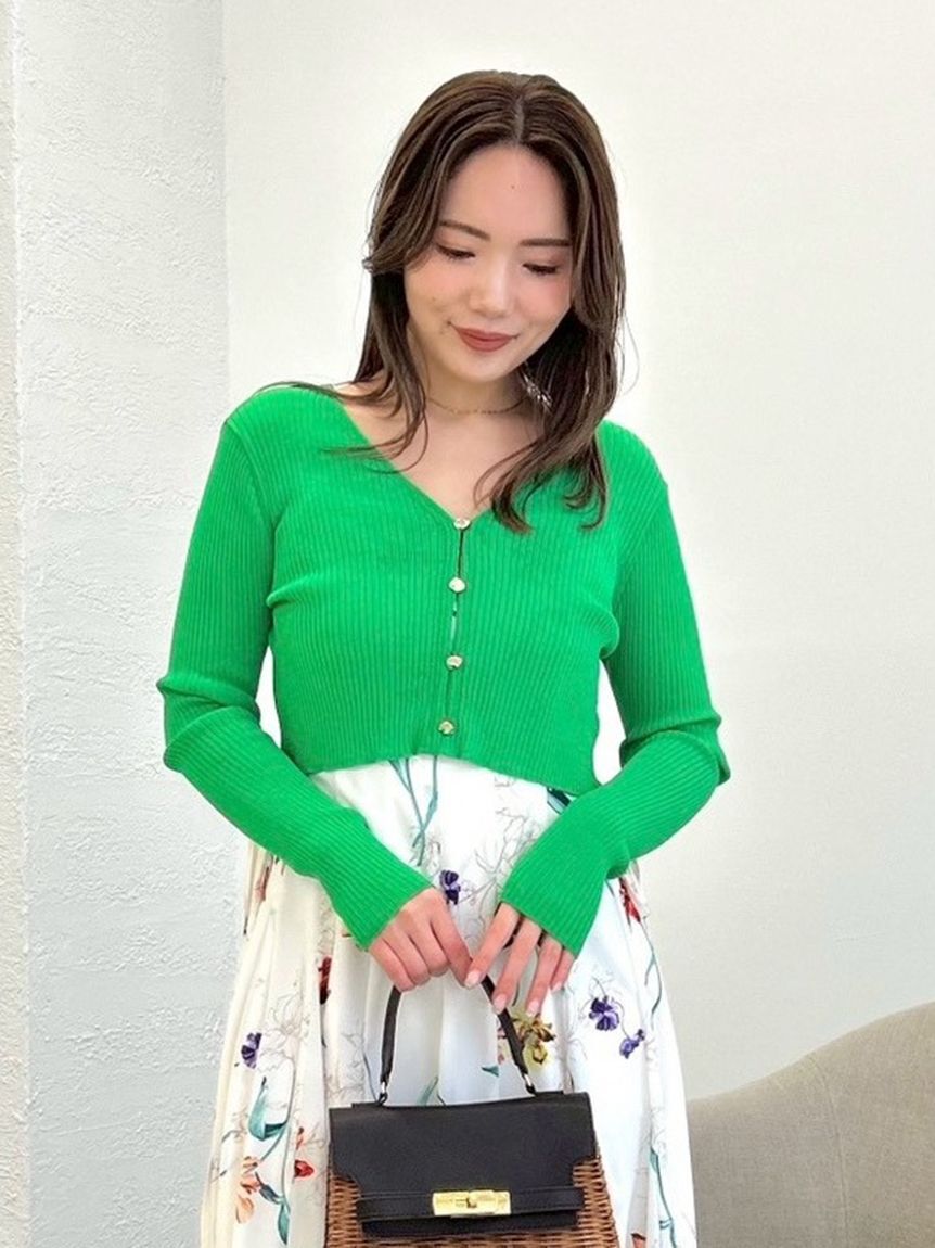 FRAY I.D「シルクコットンクロップドリブニットカーディガン」|カーディガン|