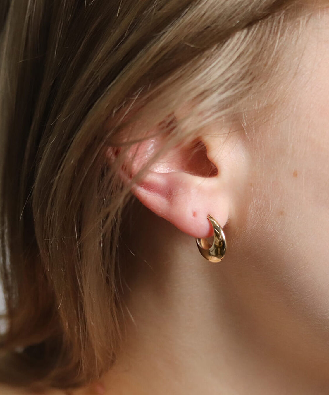  「ゴールド ラウンド スナップ フープ ピアス S | K10YG」|ピアス|