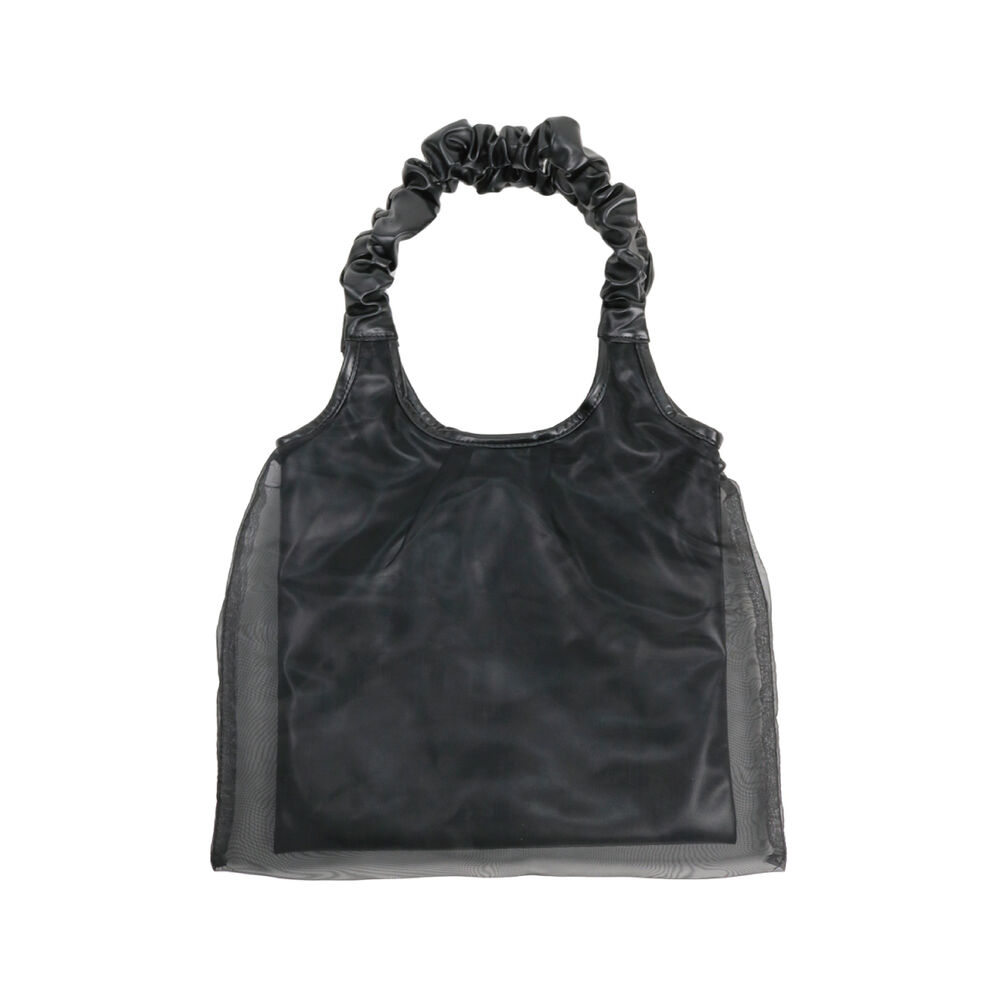 BACKYARD FAMILY「トートバッグ レディース 通販 ギャザーハンドル チュールトート 手提げバッグ 通勤バッグ」|トートバッグ|ブラック1