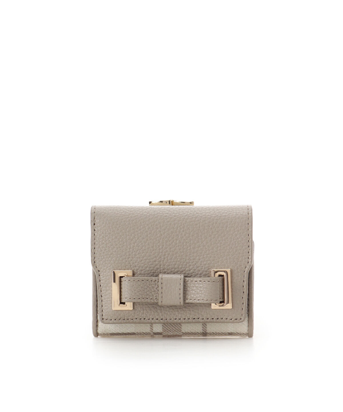 Samantha Thavasa「チェック柄エムシュシュⅢ 口金折財布」|財布|グレージュ