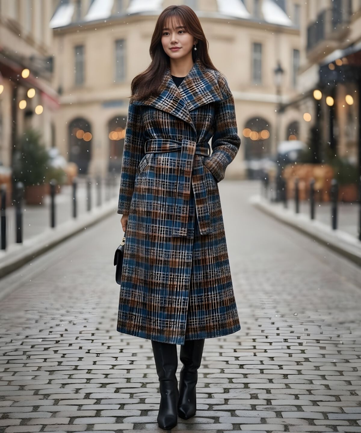 アンドクチュール「アルパカシャギーチェックロングコート」|その他|