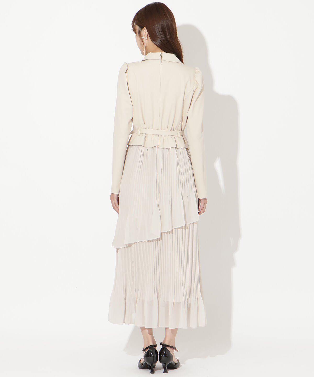 アンドクチュール「ジャケットレイヤードプリーツワンピース」|ワンピース|