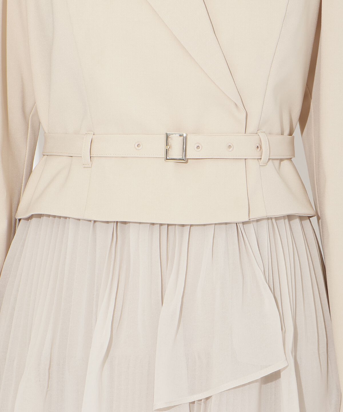 アンドクチュール「ジャケットレイヤードプリーツワンピース」|ワンピース|