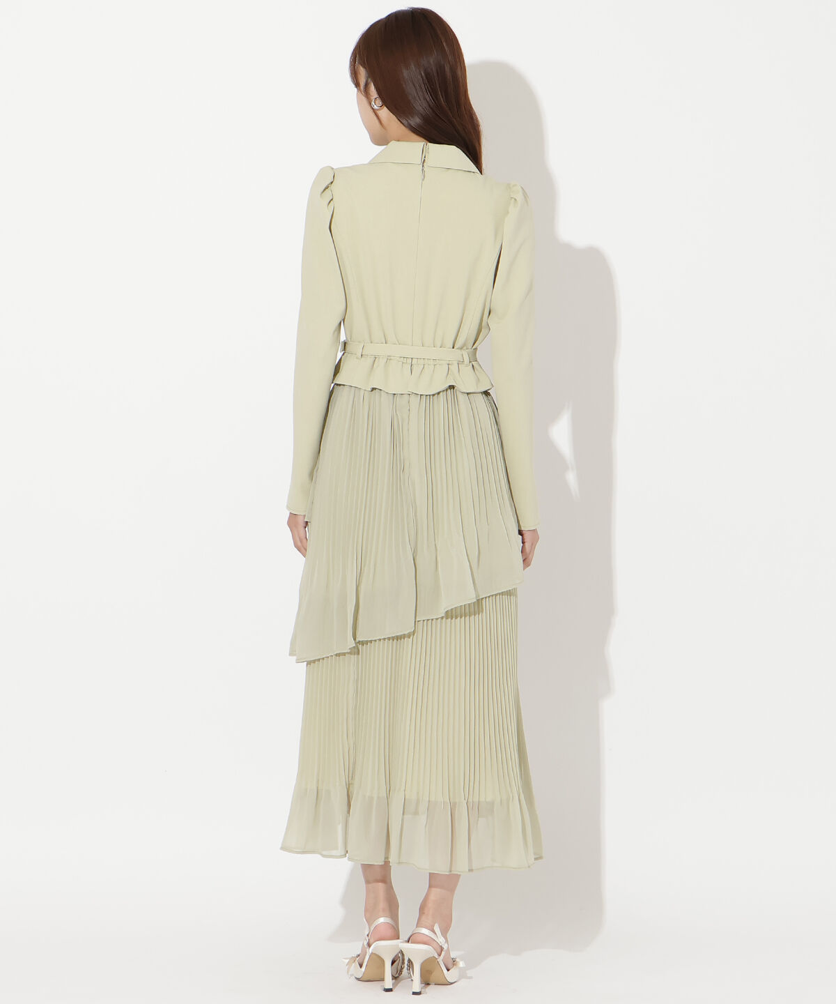 アンドクチュール「ジャケットレイヤードプリーツワンピース」|ワンピース|