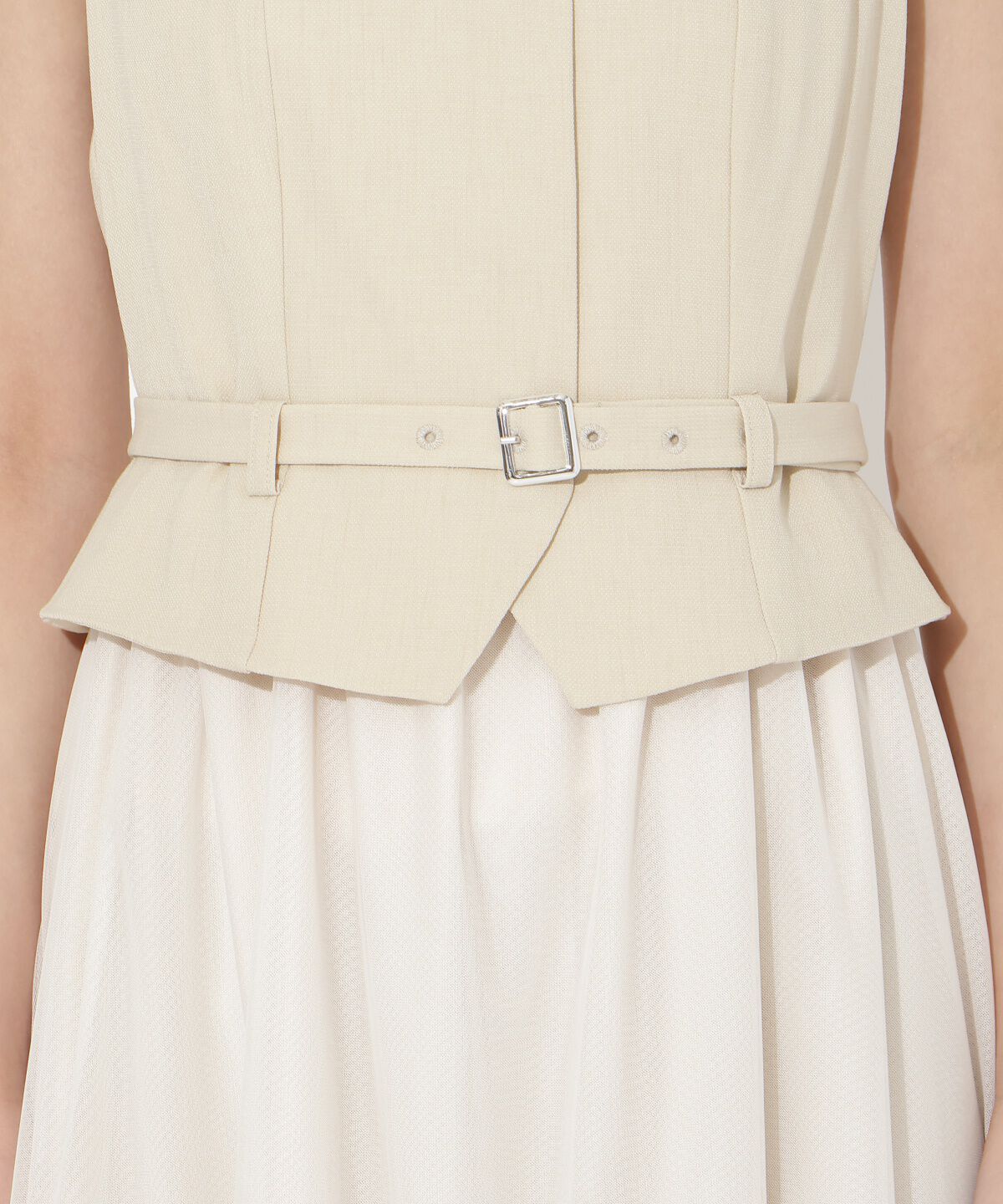 アンドクチュール「異素材ドッキングチュールワンピース」|ワンピース|