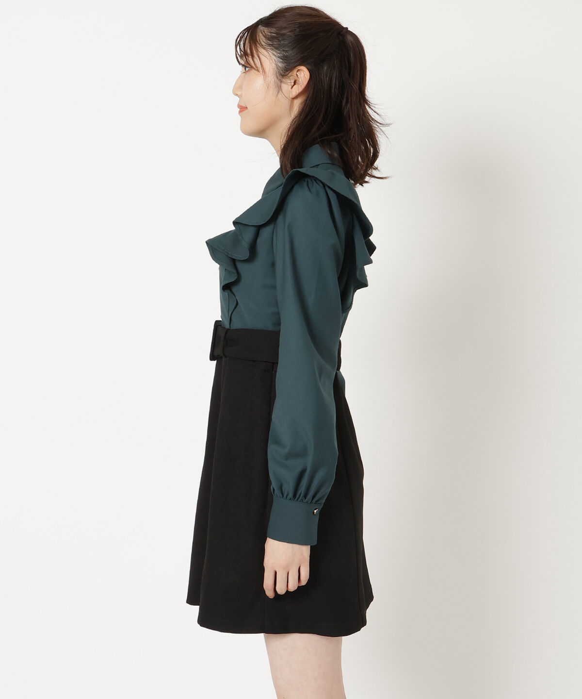 REDYAZEL「フリルシャツドッキングワンピース」|ワンピース|