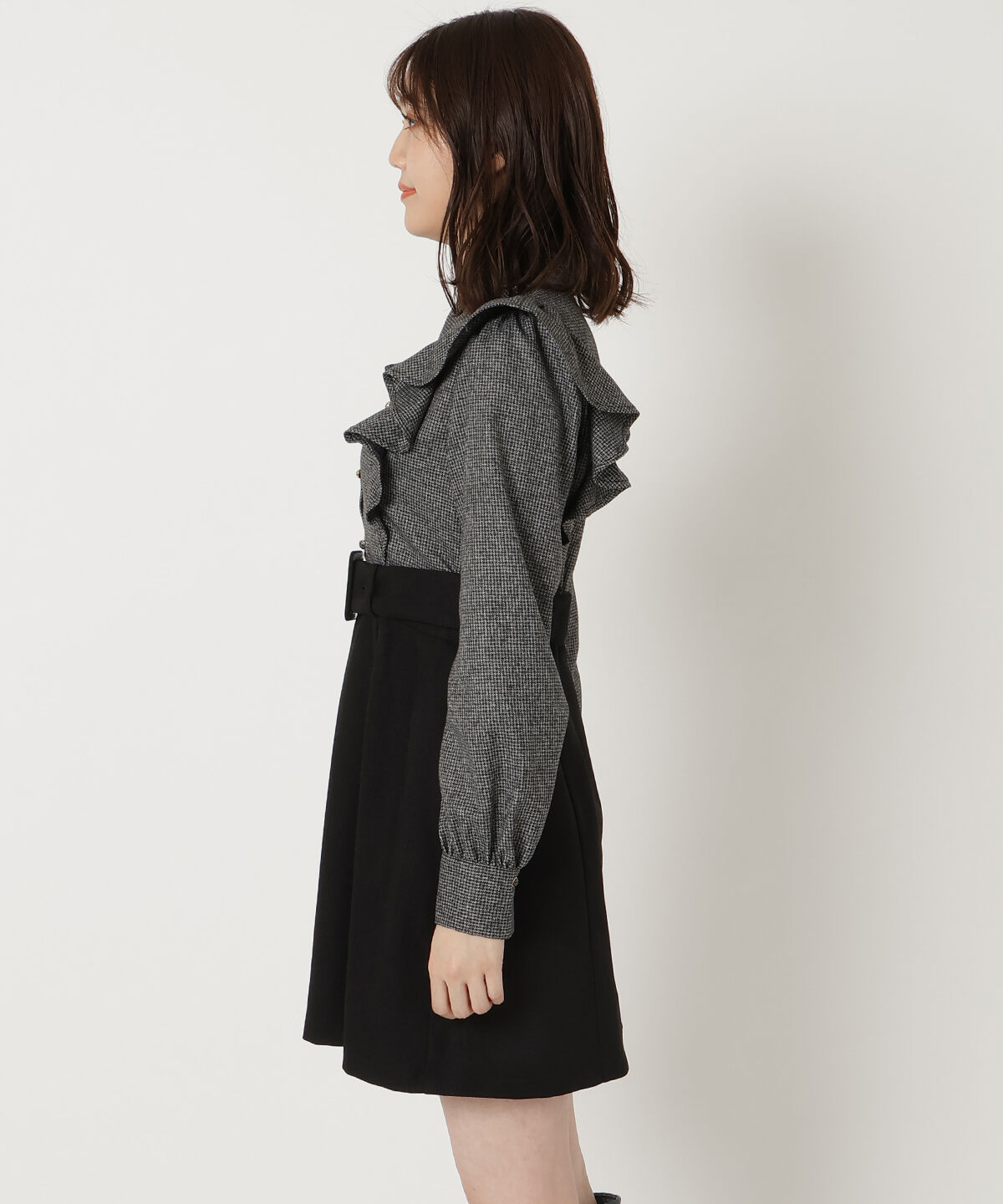 REDYAZEL「フリルシャツドッキングワンピース」|ワンピース|