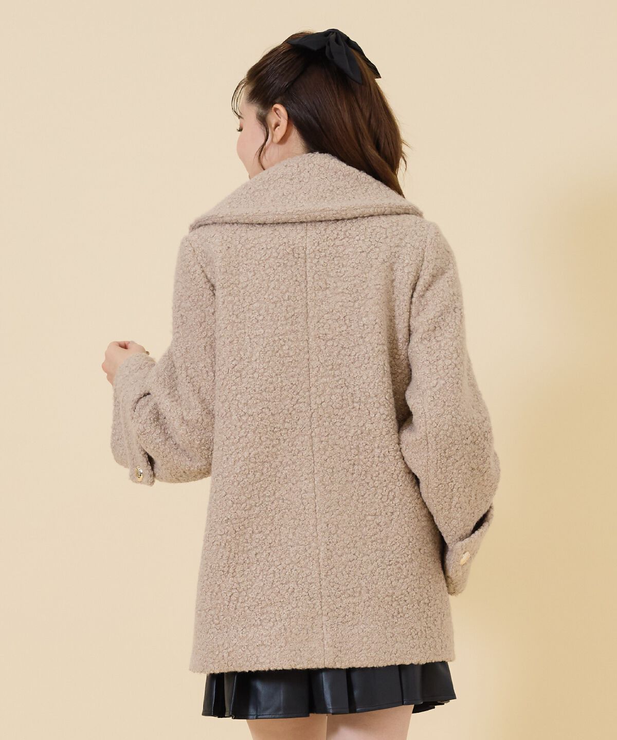 REDYAZEL「ボアダブルミドルコート」|ステンカラーコート|