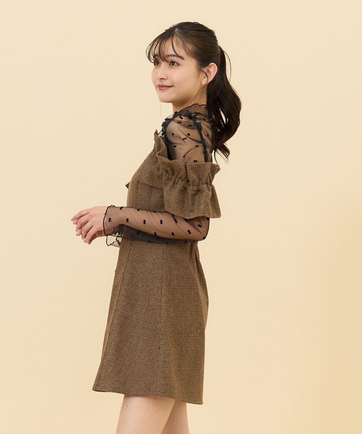 REDYAZEL「シャーリングショルダーミニワンピース」|ワンピース|